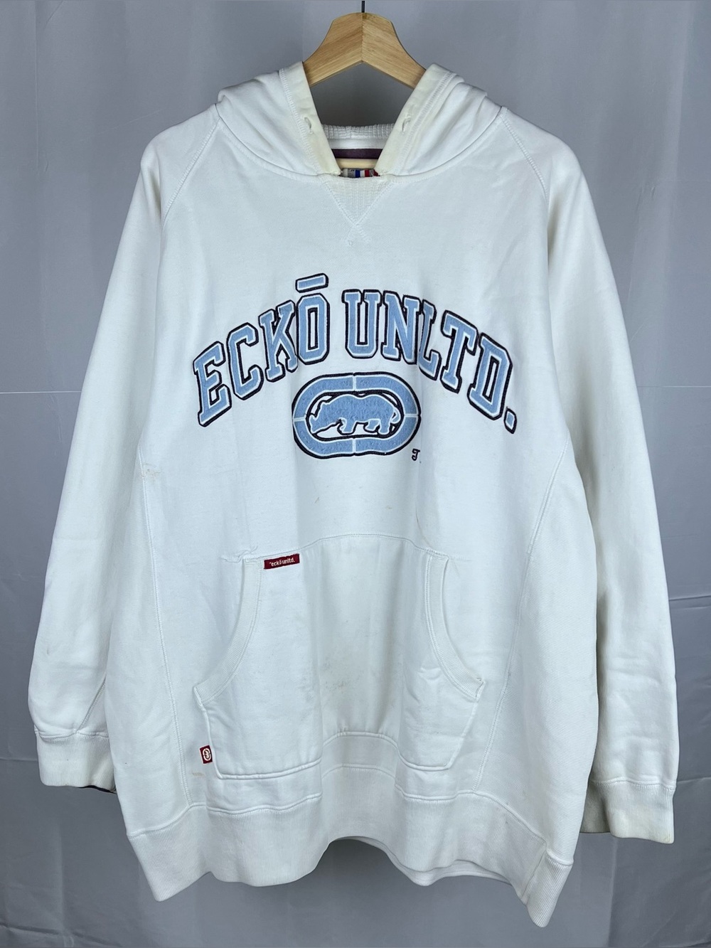 Vintage Ecko Unltd Hoodie Y2K Menβs XXL White Has Stains